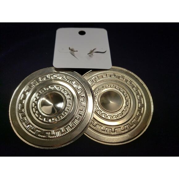 Rainbow Brand BOHO Style Earrings, Very Large, Gold Tone, Pink & Green, NWT - Picture 5 of 7